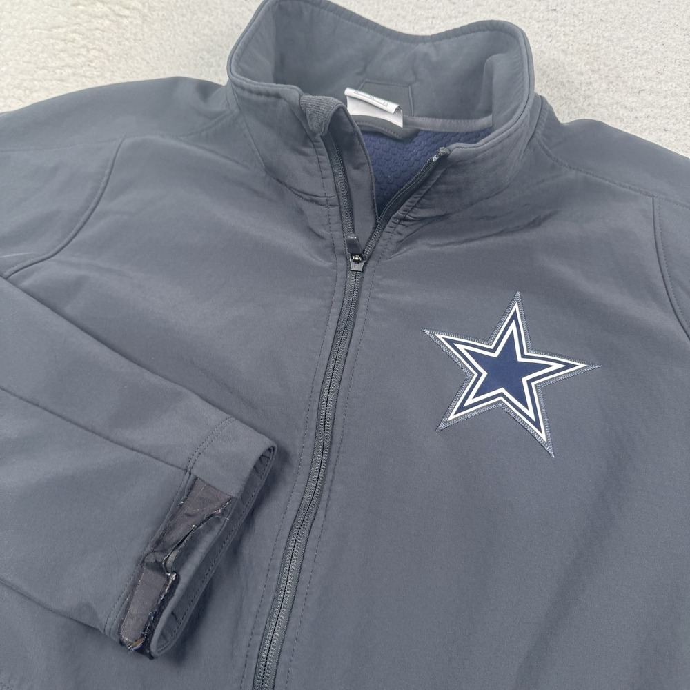Nike NFL On Field Dallas Cowboys Jacket Men's XL Gray Zip Up Waffle Knit Lined